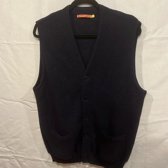 Kuna Alpaca Navy Blue V neck Button-Up Vest Cardigan with Pockets Size 1 Small - Picture 3 of 14